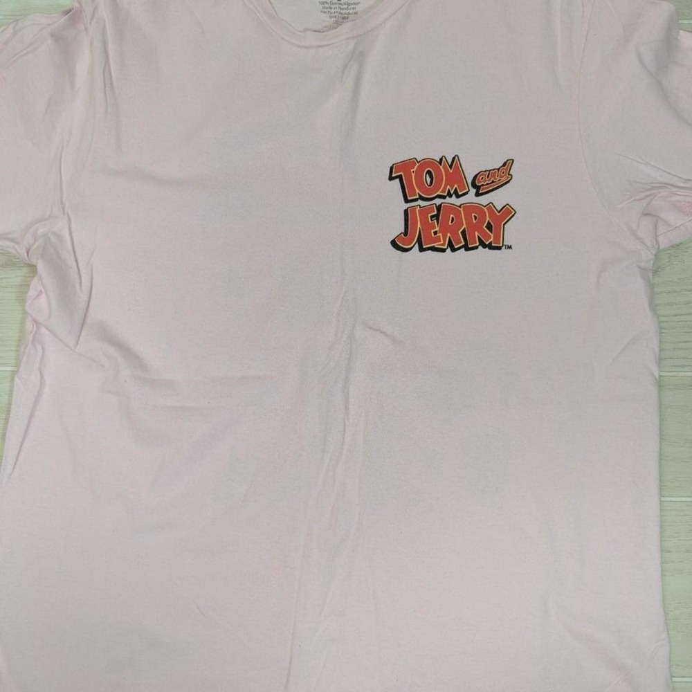Tom and Jerry large men women pink cotton‎ t-shirt